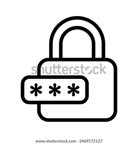 Password on padlock, icon of security protection