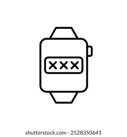 Password on smart watch. Secure data protection, user account authentication. Pixel perfect, editable stroke icon