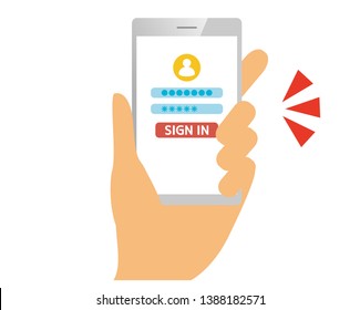 Password on smartphone screen.  Unlocking mobile phone, enter password concepts.Sign in page on smartphone screen.