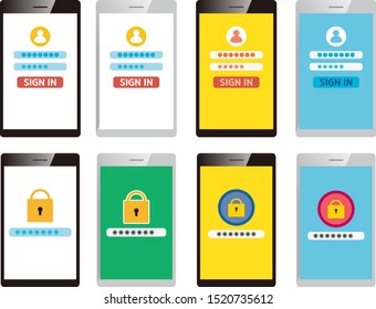 Password on smartphone screen.  Unlocking mobile phone, enter password concepts.Sign in page on smartphone screen.