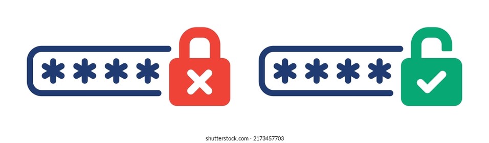 Password with open and closed lock for data protection vector icon illustration.
