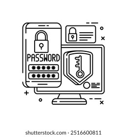 Password Outline Icon, Vector illustration