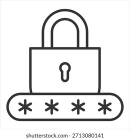 Password Outline Icon Vector Illustration
