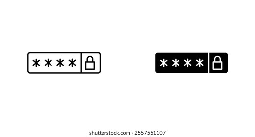 Password outlined and solid icon vector collection.
