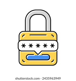 password padlock color icon vector. password padlock sign. isolated symbol illustration