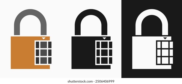 Password Padlock Icons: vector illustration of padlocks with black and white backgrounds