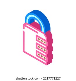 password padlock isometric icon vector. password padlock sign. isolated symbol illustration