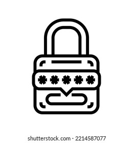 password padlock line icon vector. password padlock sign. isolated contour symbol black illustration