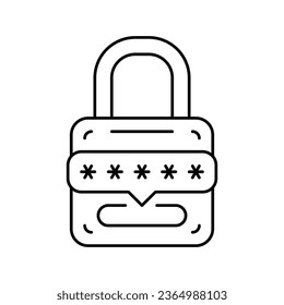 password padlock line icon vector. password padlock sign. isolated contour symbol black illustration