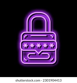 password padlock neon light sign vector. password padlock illustration