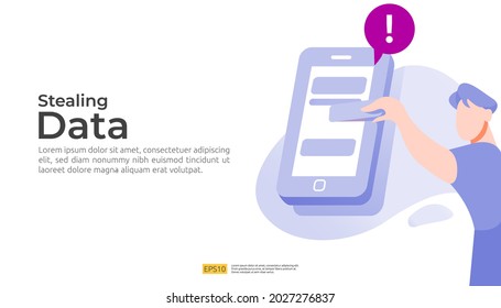 password phishing attack and stealing personal data concept. internet security for web landing page, banner, presentation, social, and print media template. Vector illustration