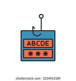 Password phishing filled color icon. linear style sign for mobile concept and web design. 