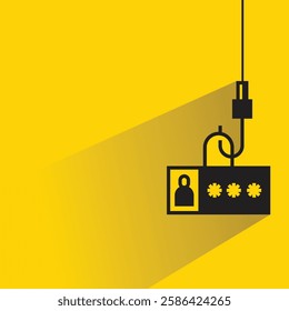 password phishing icon with shadow on yellow background