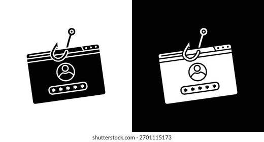 Vector de la silueta del icono del phishing de la Contraseña en colores negros. estilo plano del diseño del logotipo del símbolo