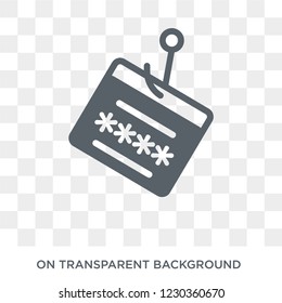 password phishing icon. Trendy flat vector password phishing icon on transparent background from General collection. 