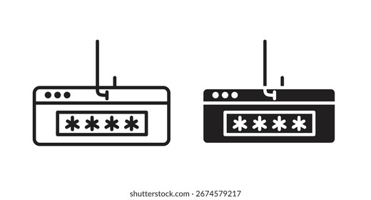 Contraseña de Vector de icono de phishing, signo y símbolo para Elementos de diseño, Sitio web o App.