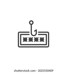 Password phishing line icon. linear style sign for mobile concept and web design. outline vector icon. Symbol, logo illustration. Vector graphics