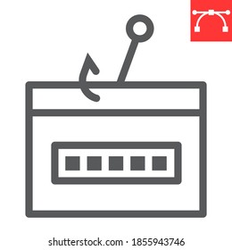 Password phishing line icon, security and theft, hacker attack sign vector graphics, editable stroke linear icon, eps 10