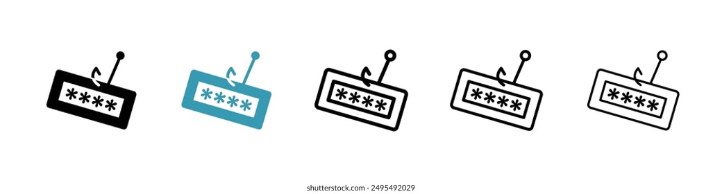 Password phishing line icon vector set.