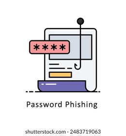 Vector de phishing de Contraseña   Esquema relleno Ilustración de diseño. Símbolo sobre fondo blanco EPS 10 Archivo