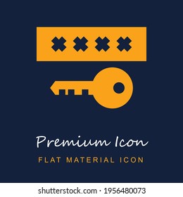 Password premium material ui ux isolated vector icon in navy blue and orange colors