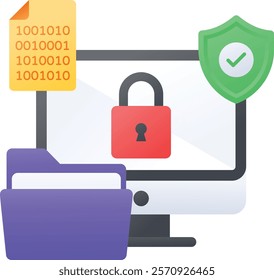 Password Protected Directory concept, Binary File Encryption vector color icon design, Web hosting service Symbol, Computing machines Sign, Internet Application Management stock illustration