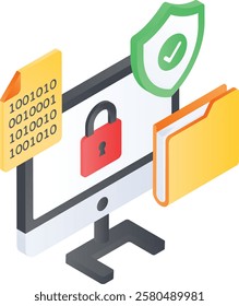 Password Protected Directory isometric concept, Binary File Encryption vector icon design, Web hosting service Symbol, Computing machines Sign, Internet Application Management stock illustration