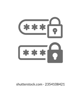 Password protected field with padlock icon. Masked characters form vector. Editable line. 