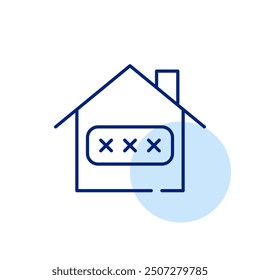 Password protected house. Smart lock. Pixel perfect, editable stroke icon