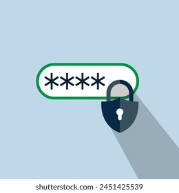 Password protected icon on lite blue background. Security sign or symbol design for mobile applications and website concept vector illustration style