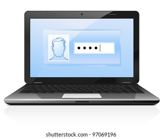 Password protected open laptop with authorization form