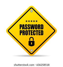 Password protected warning vector eps sign on white background