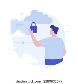 Password protecting access to data flat circle concept vector illustration. Cyber security technology. Character on white background for web design. Creative idea for website, mobile, presentation