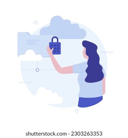Password protecting access to data flat circle concept vector illustration. Cyber security technology. Scene with character for web design. Creative idea for website, mobile, presentation