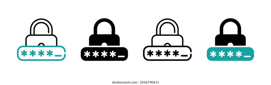 Password protection flat vector icons collection