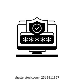 Password Protection Glyph Icon. linear style sign for mobile concept and web design. Outline vector icon.