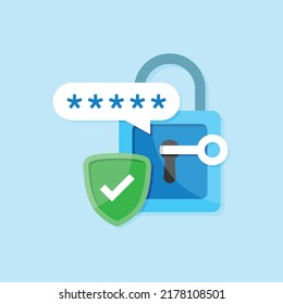 Password protection icon in flat style. Authentication vector illustration on isolated background. Login verification sign business concept.