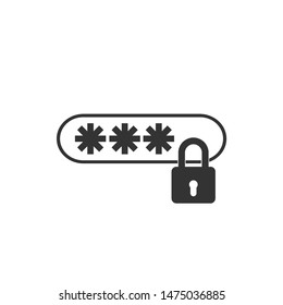 Password Protection icon isolated. Flat design. Vector Illustration
