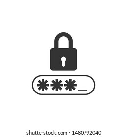 Password protection icon isolated. Flat design. Vector Illustration
