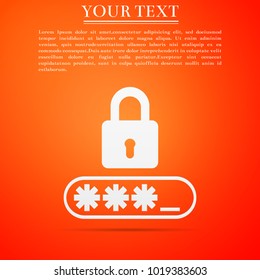 Password Protection icon isolated on orange background. Flat design. Vector Illustration