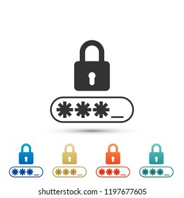 Password protection icon isolated on white background. Set elements in colored icons. Flat design. Vector Illustration