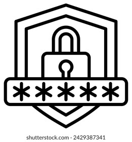 Ilustración de vector de línea de icono de protección por contraseña