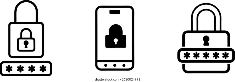 password protection icon, security password lock icon vector art illustration