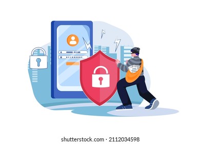 Password Protection Illustration concept. Flat illustration isolated on white background.