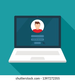 Password protection, Internet security concept. The network is safe. user avatar. Flat vector illustration with shadow