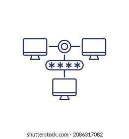 password protection for LAN network line icon
