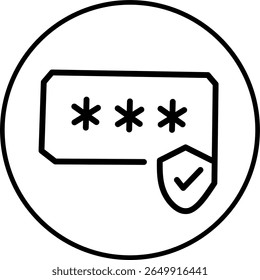 password protection line icon in circle. Digital security icon theme in circle