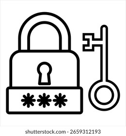 Password Protection Outline Icon Vector Illustration