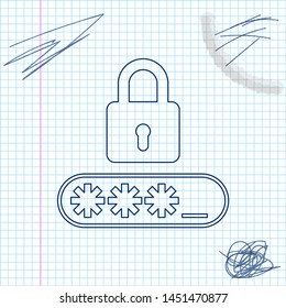 Password protection and safety access line sketch icon isolated on white background. Lock icon. Security, safety, protection, privacy concept. Vector Illustration