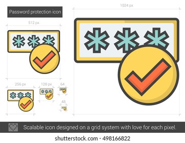Password protection vector line icon isolated on white background. Password protection line icon for infographic, website or app. Scalable icon designed on a grid system.